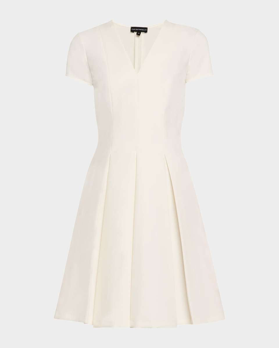 Emma Pleated V-Neck Mini Dress
